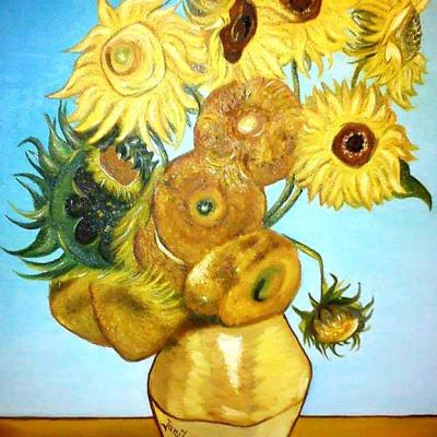 Słoneczniki i kopia Van Gogh